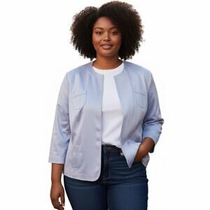 Vintage Talbots Blue Open Front Blazer Sz 24W